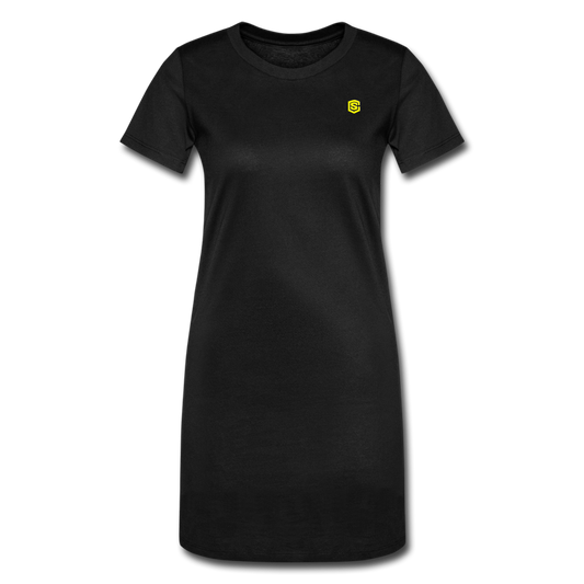 Women's T-Shirt Dress   WITH YELLOW  LOGO - black