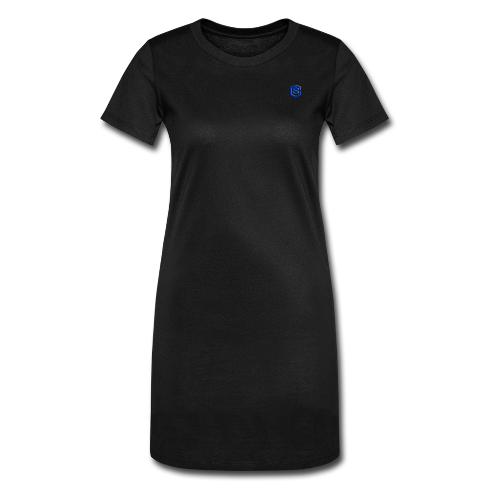 Women's T-Shirt Dress   WITH BLUE LOGO - black