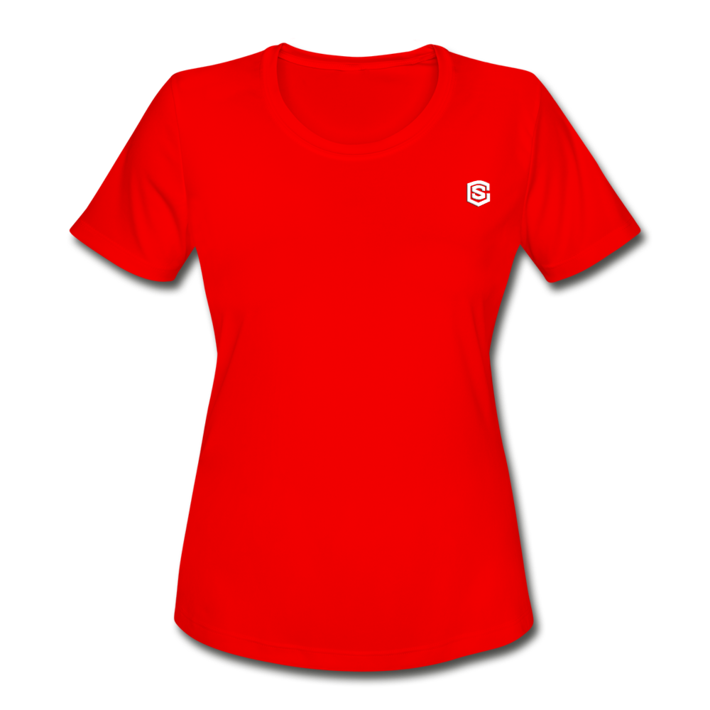 Women's Moisture Wicking Performance T-Shirt   WITH WHITE LOGO - red