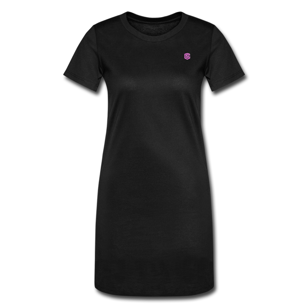 Women's T-Shirt Dress   WITH PINK LOGO - black