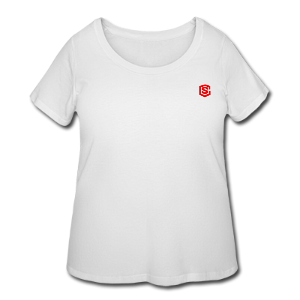 Women’s Curvy T-Shirt   WITH RED LOGO - white