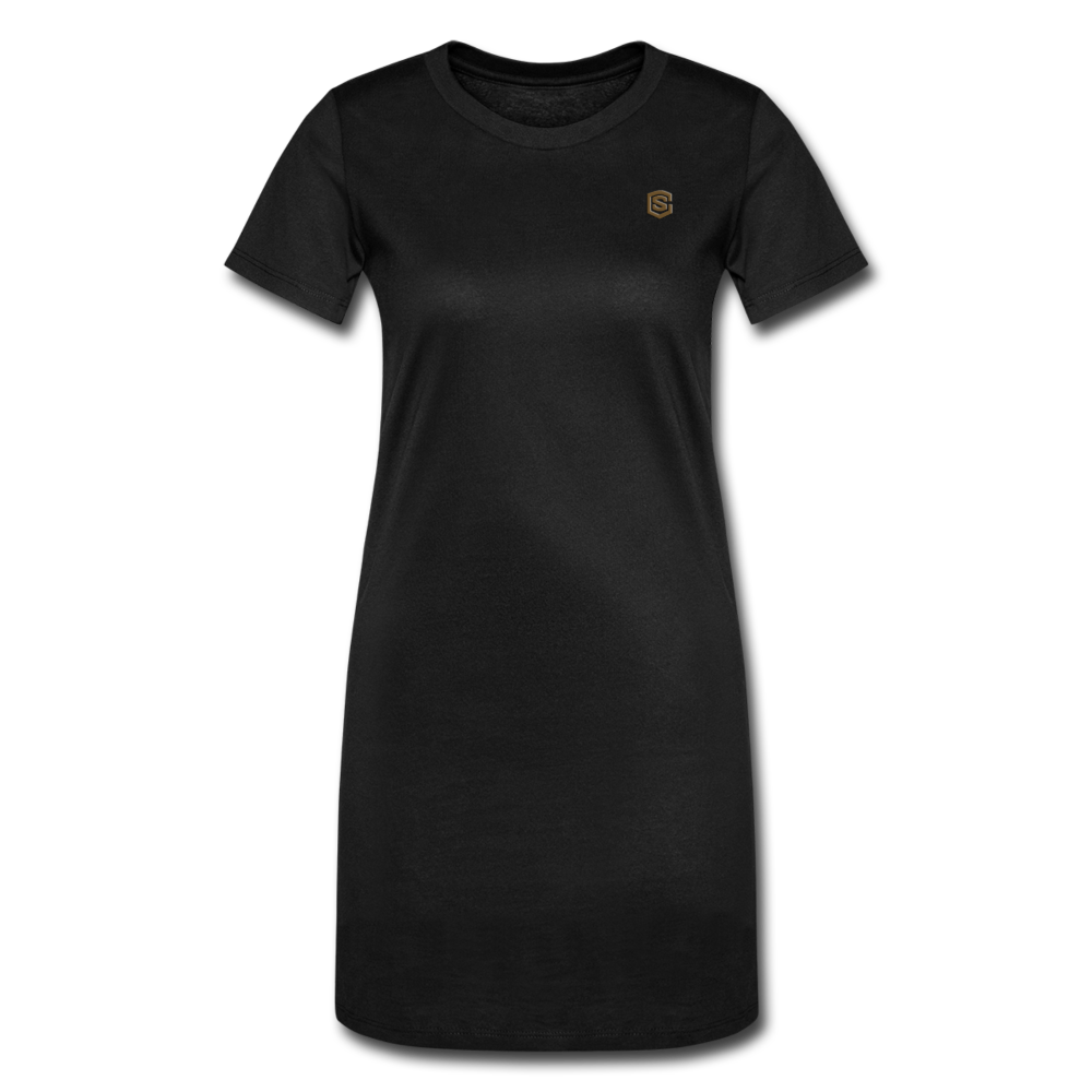 Women's T-Shirt Dress   WITH BROWN LOGO - black