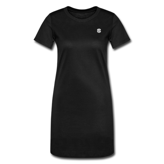 Women's T-Shirt Dress   WITH WHITE LOGO - black