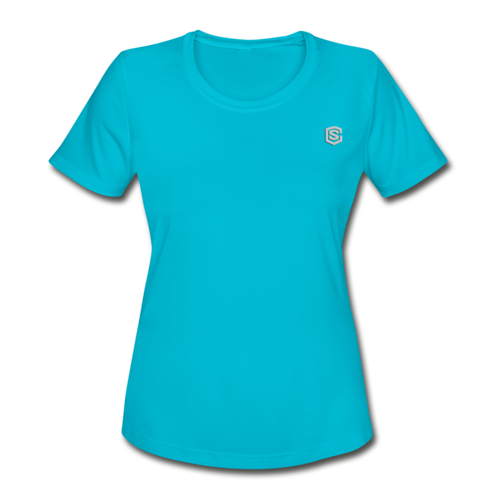 Women's Moisture Wicking Performance T-Shirt   WITH SILIVER LOGO - turquoise