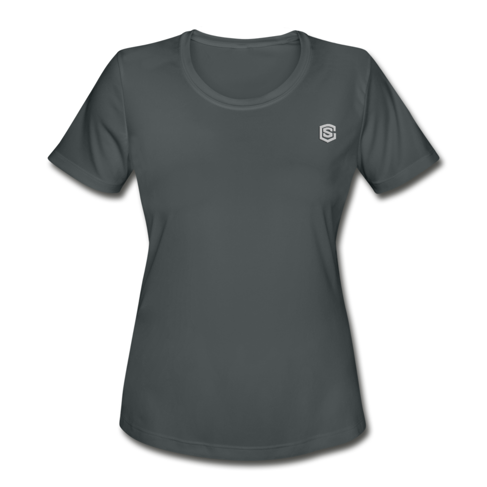 Women's Moisture Wicking Performance T-Shirt   WITH SILIVER LOGO - charcoal