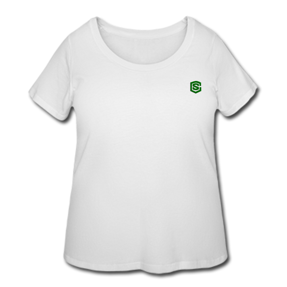 Women’s Curvy T-Shirt WITH GREEN LOGO - white