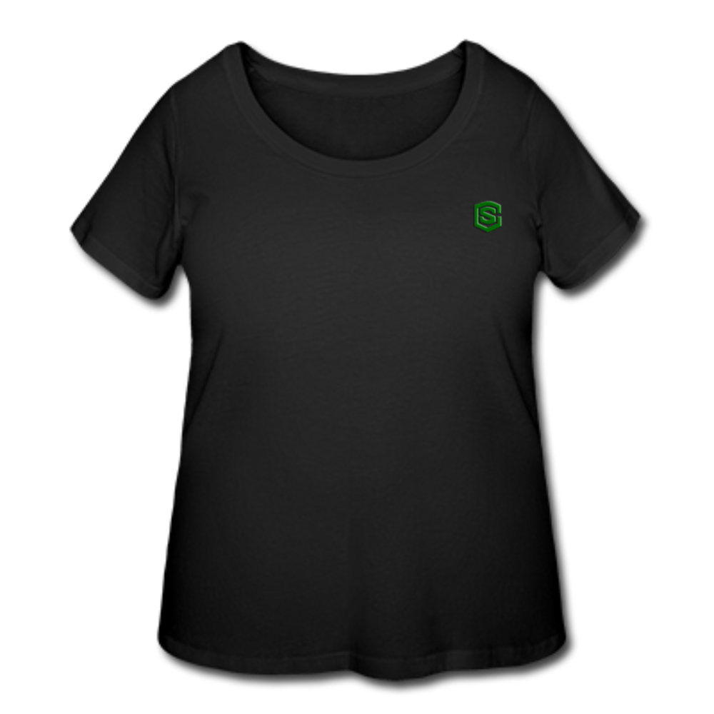 Women’s Curvy T-Shirt WITH GREEN LOGO - black