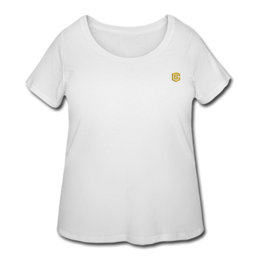 Women’s Curvy T-Shirt   WITH GOLD LOGO - white