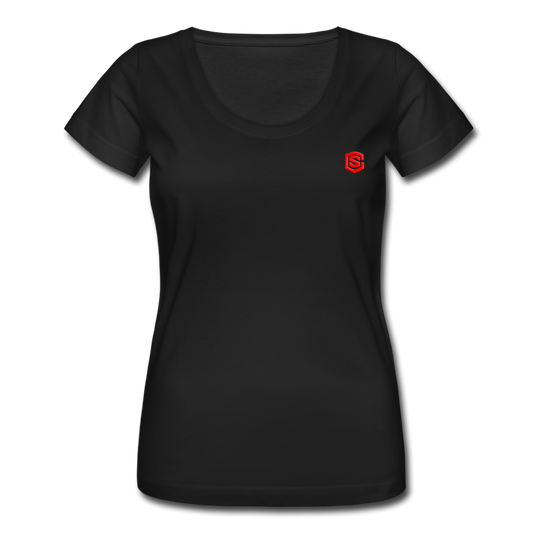 Women's Scoop Neck T-Shirt   WITH RED LOGO - black