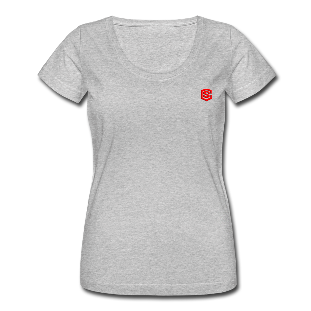 Women's Scoop Neck T-Shirt   WITH RED LOGO - heather gray