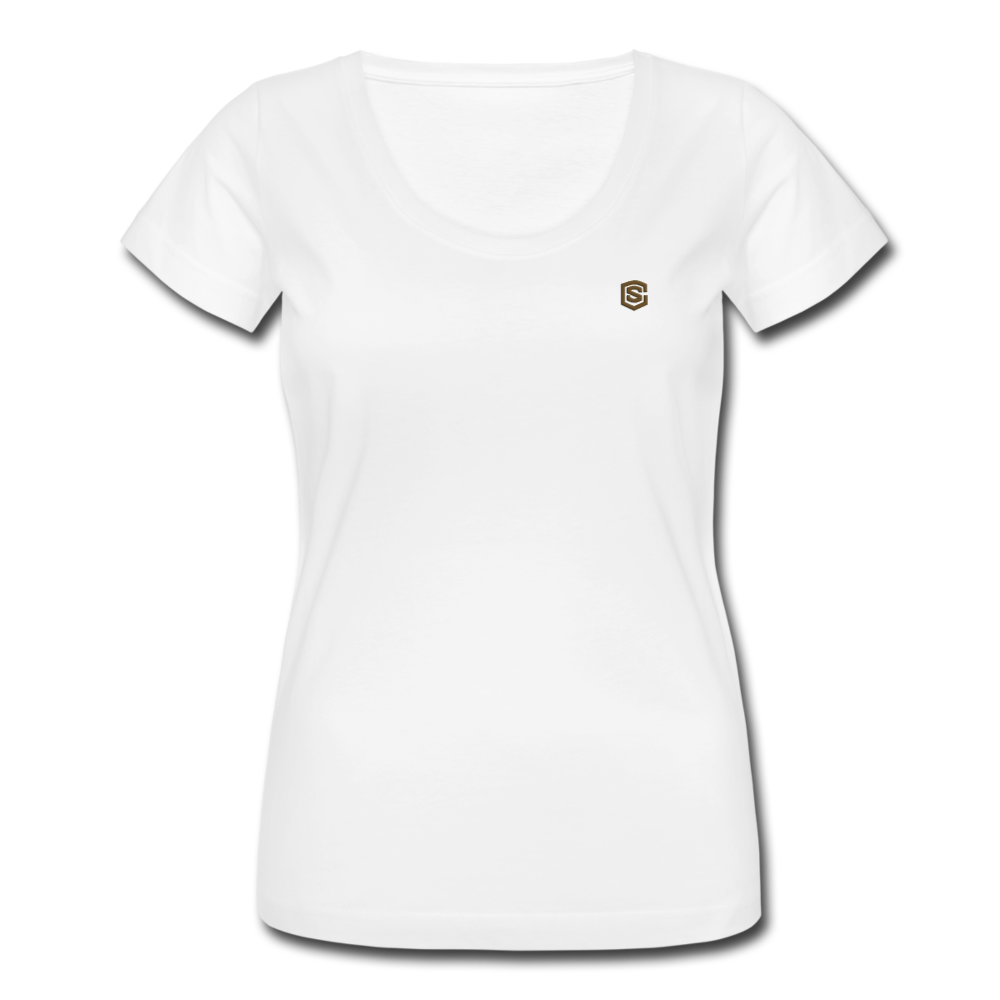 Women's Scoop Neck T-Shirt   WITH BROWN LOGO - white