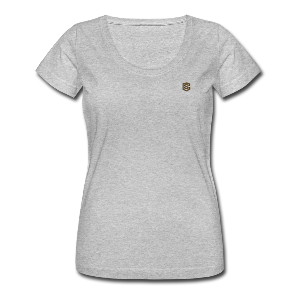 Women's Scoop Neck T-Shirt   WITH BROWN LOGO - heather gray