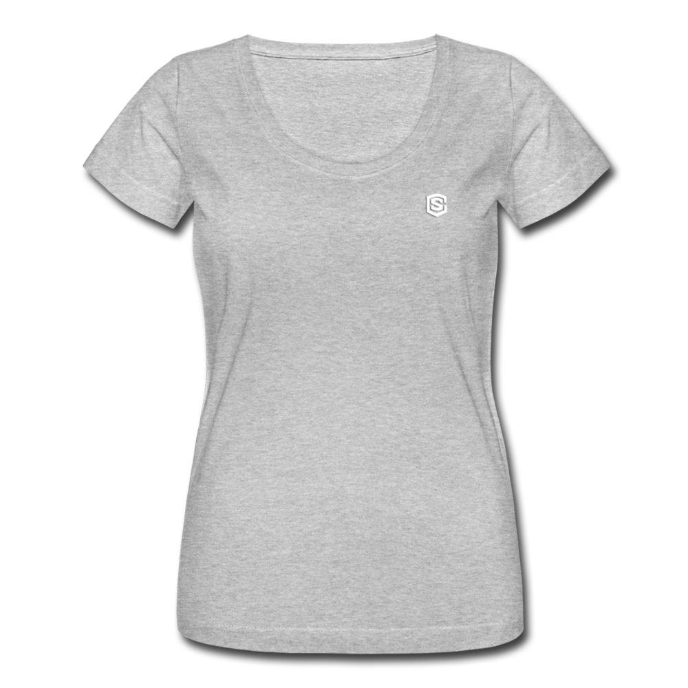 Women's Scoop Neck T-Shirt   WITH WHITE LOGO - heather gray