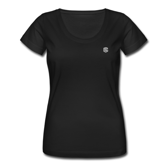 Women's Scoop Neck T-Shirt   WITH SILIVER LOGO - black