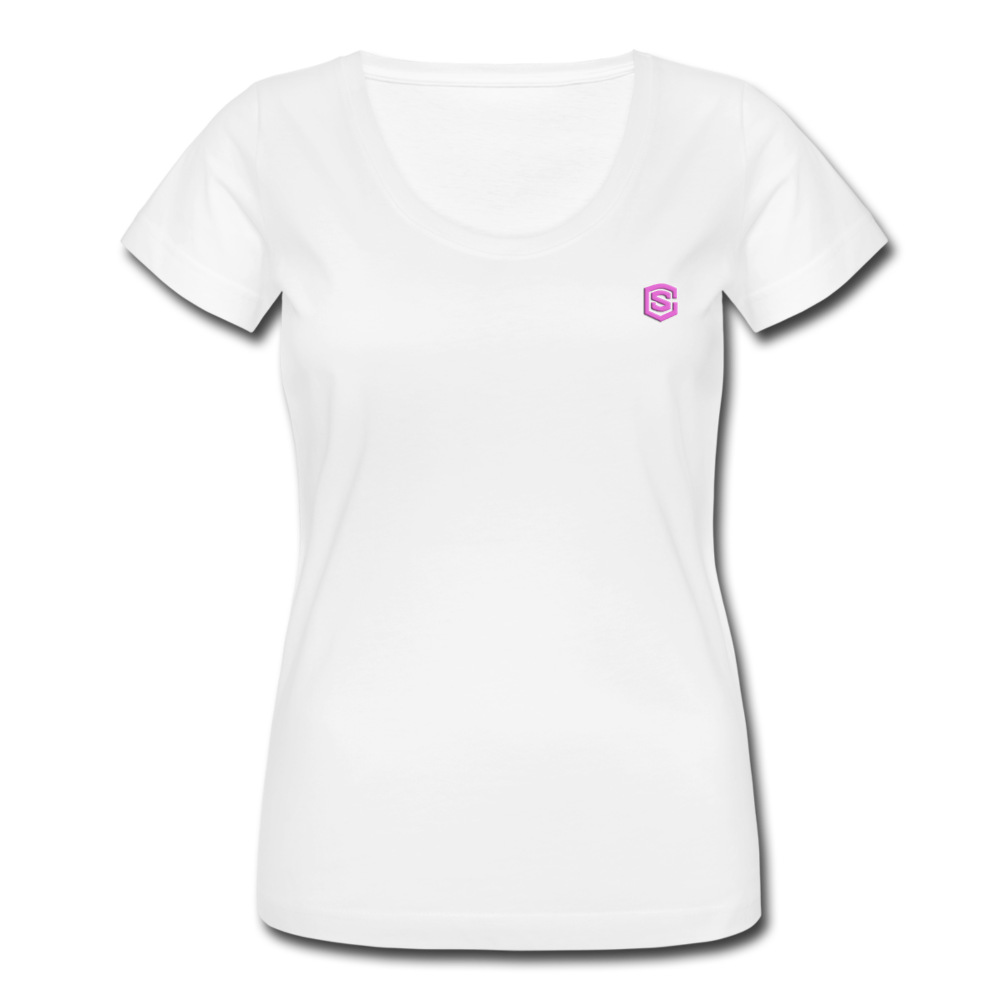 Women's Scoop Neck T-Shirt   WITH PINK LOGO - white