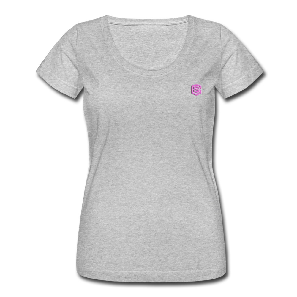 Women's Scoop Neck T-Shirt   WITH PINK LOGO - heather gray