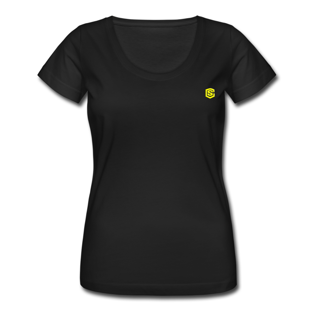 Women's Scoop Neck T-Shirt   WITH YELLOW LOGO - black