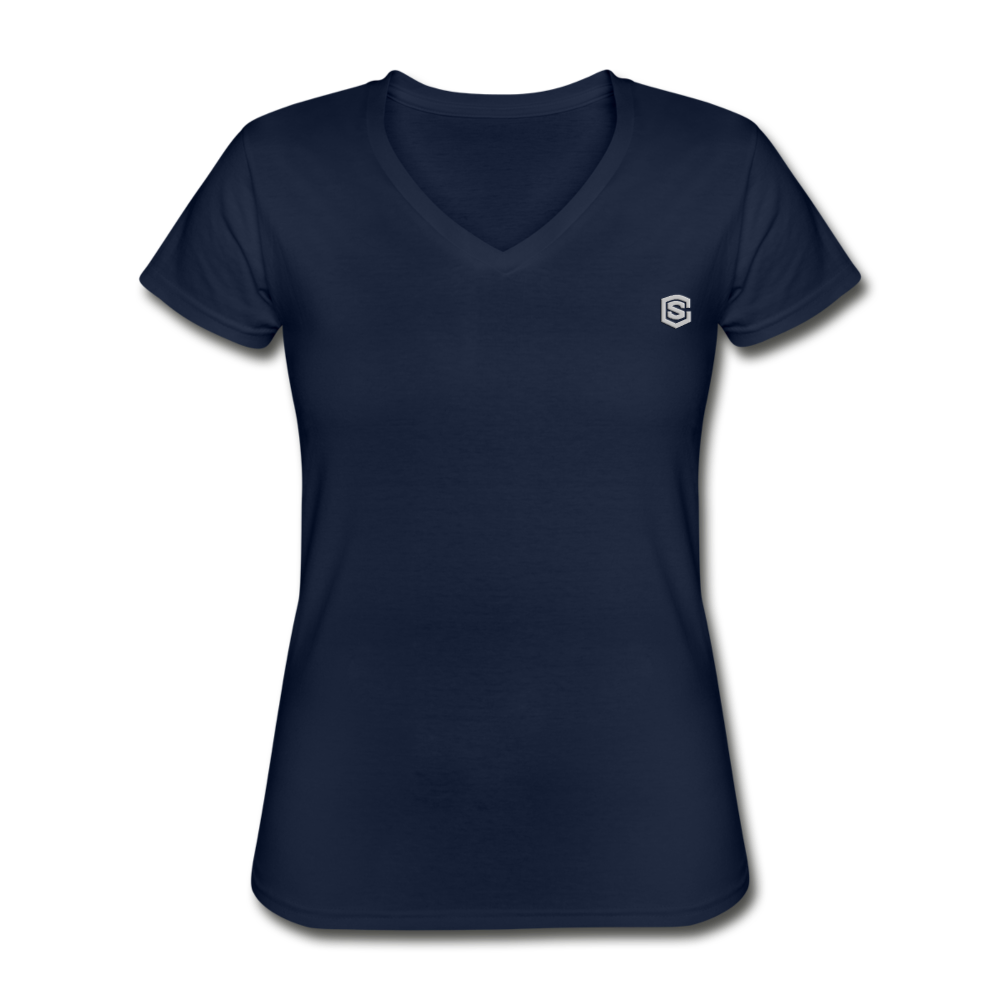 Women's V-Neck T-Shirt  WITH  SILIVER LOGO - navy