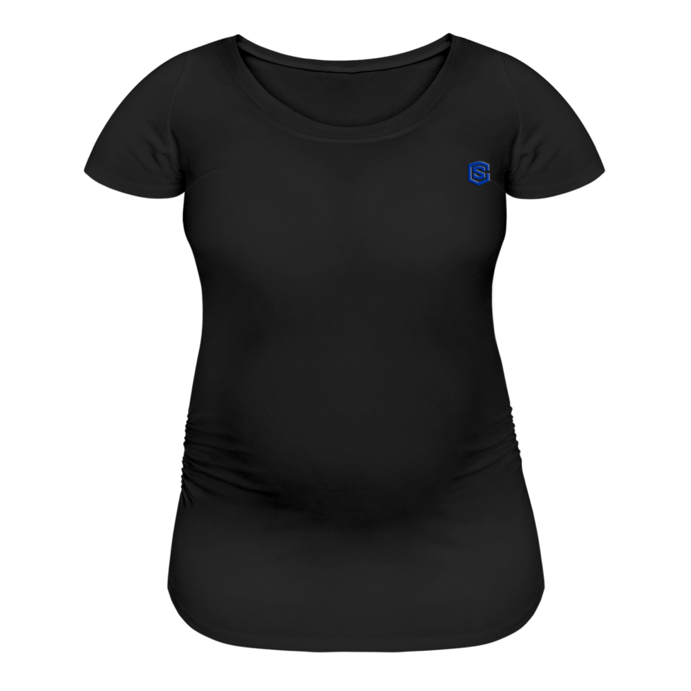 Women’s Maternity T-Shirt  WITH  BLUE LOGO - black