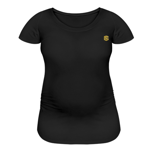 Women’s Maternity T-Shirt  WITH  GOLD LOGO - black