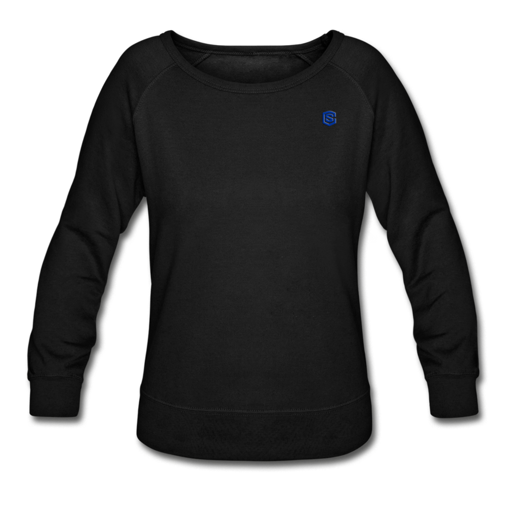 Women’s Crewneck Sweatshirt  WITH BLUE  LOGO - black
