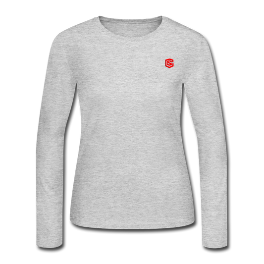 Women's Long Sleeve Jersey T-Shirt  WITH RED  LOGO - gray