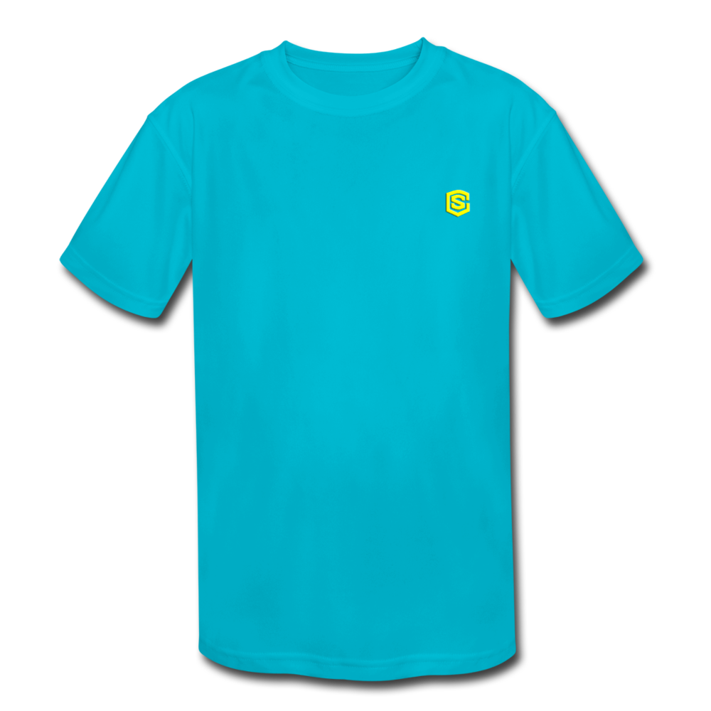 Kids' Moisture Wicking Performance T-Shirt WITH YELLOW LOGO - turquoise