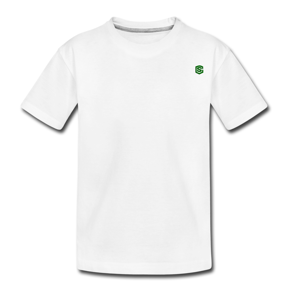 Kid’s Premium Organic T-Shirt WITH GREEN LOGO - white