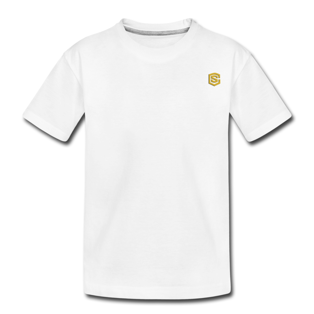Kid’s Premium Organic T-Shirt WITH GOLD LOGO - white