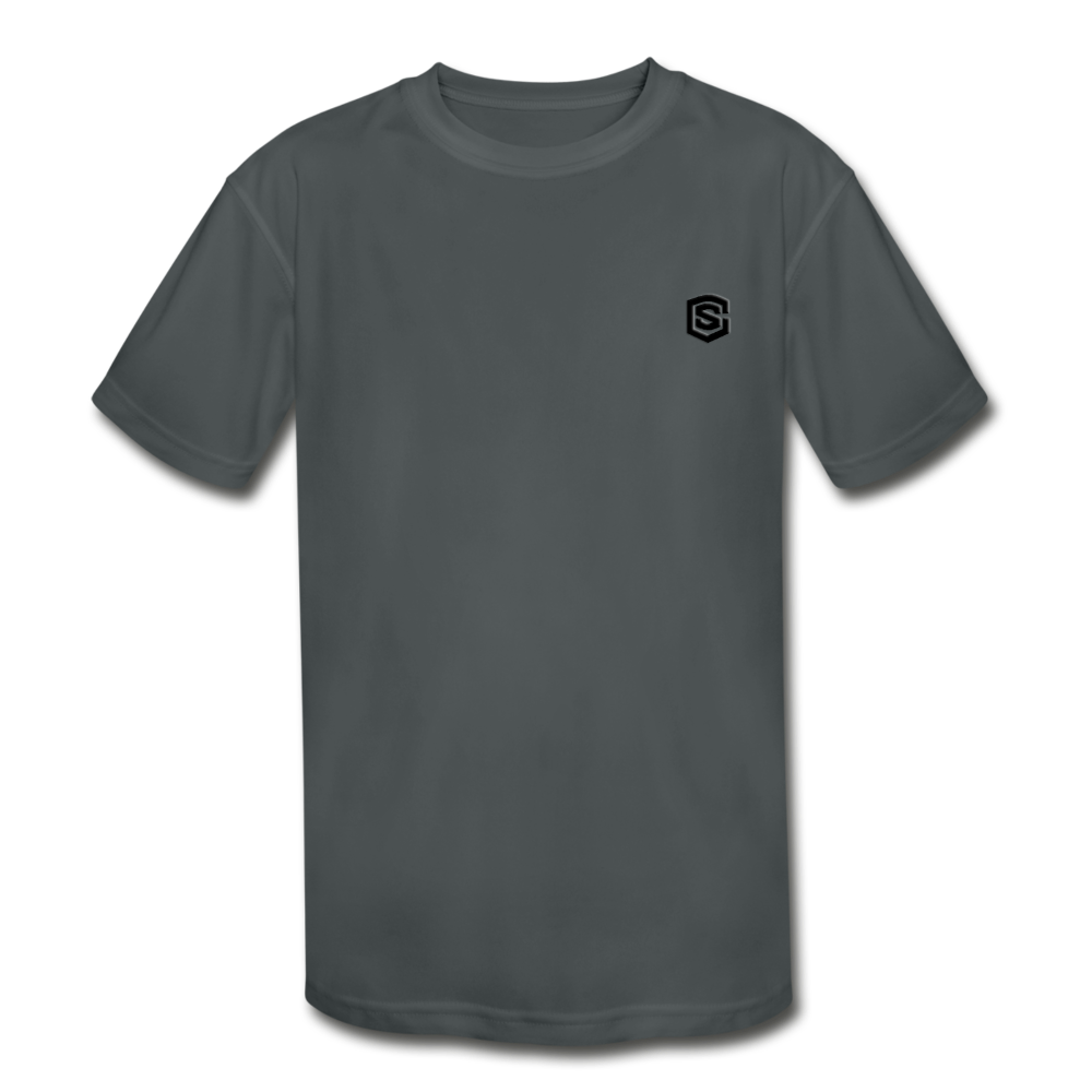 Kids' Moisture Wicking Performance T-Shirt WITH BLACK LOGO - charcoal