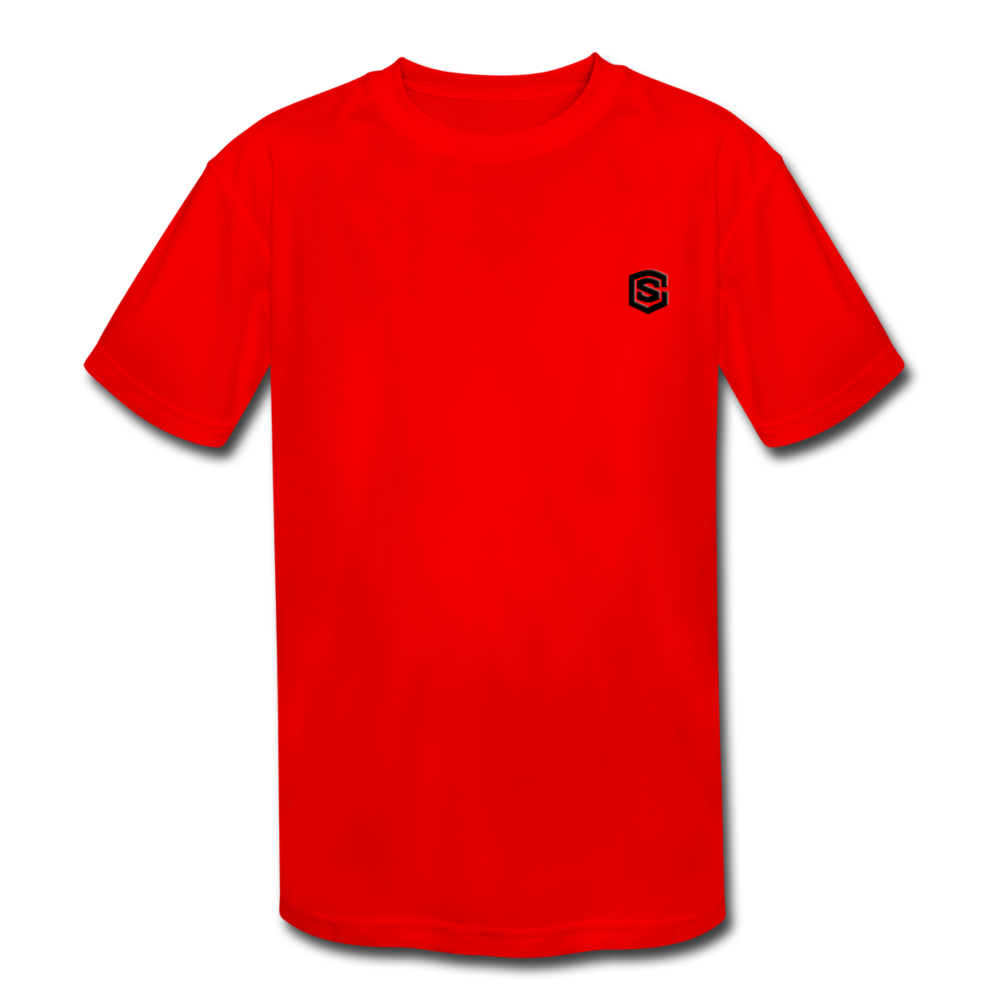 Kids' Moisture Wicking Performance T-Shirt WITH BLACK LOGO - red