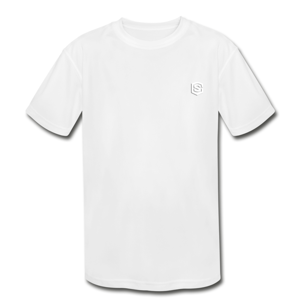 Kids' Moisture Wicking Performance T-Shirt WITH WHITE LOGO - white