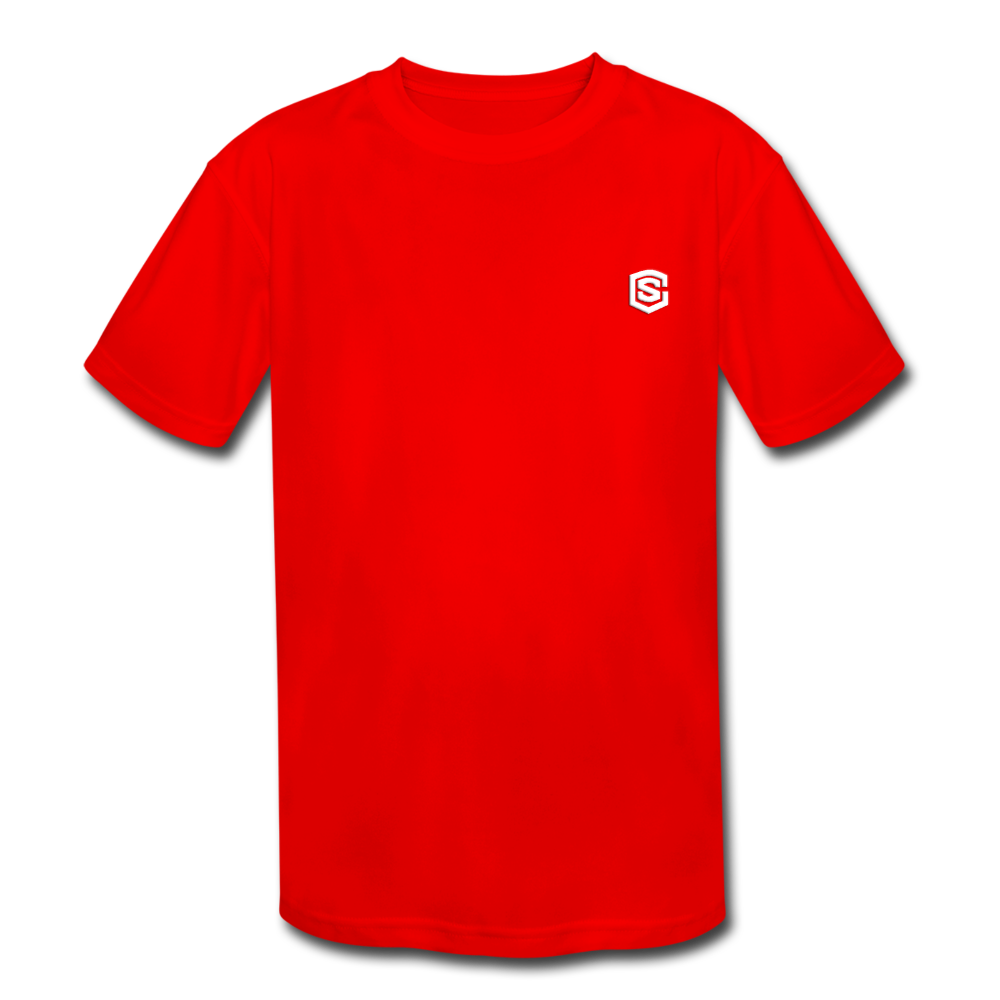 Kids' Moisture Wicking Performance T-Shirt WITH WHITE LOGO - red