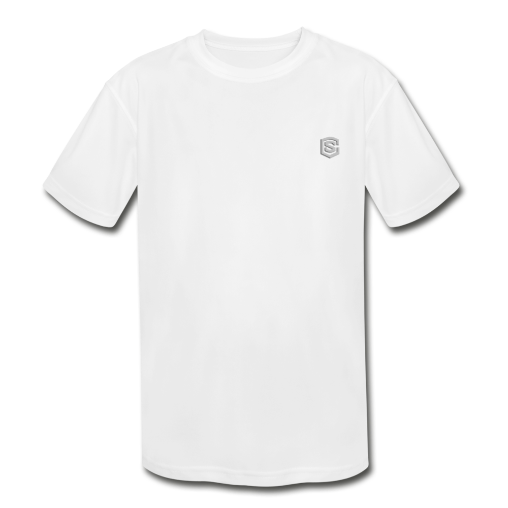 Kids' Moisture Wicking Performance T-Shirt WITH SILIVER LOGO - white