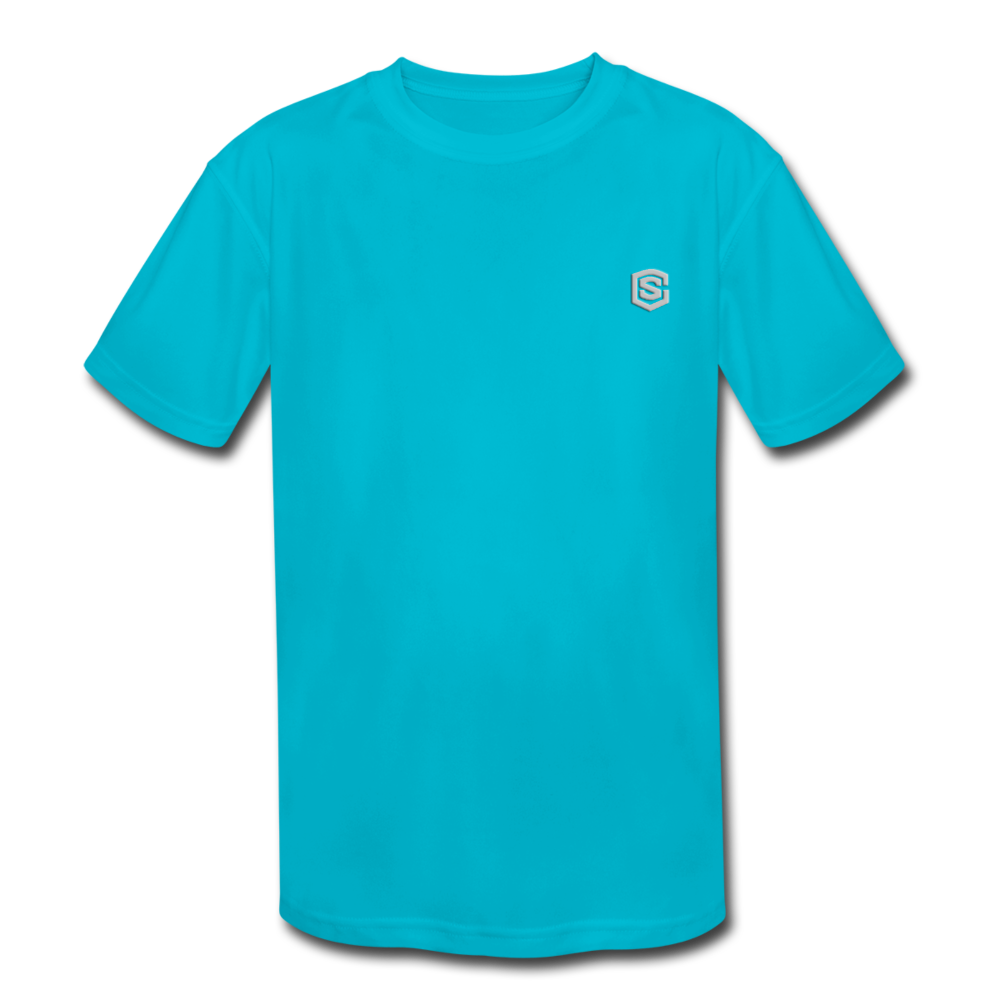Kids' Moisture Wicking Performance T-Shirt WITH SILIVER LOGO - turquoise