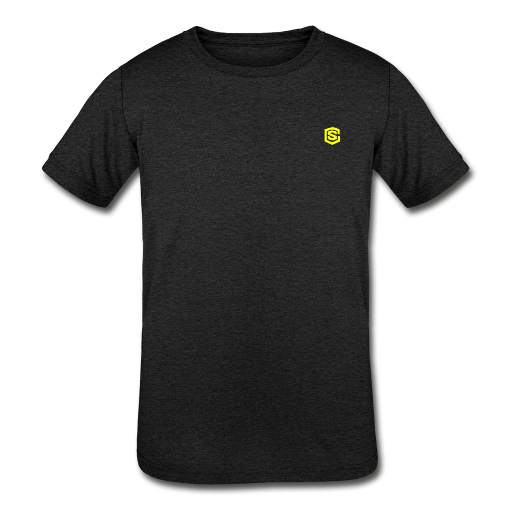 Kids' Tri-Blend T-Shirt WITH YELLOW LOGO - heather black