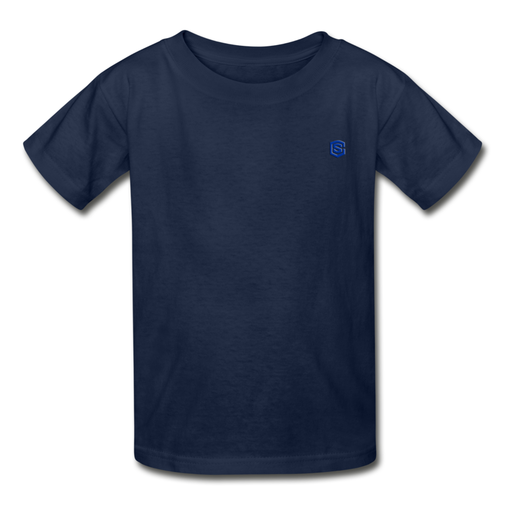 Hanes Youth Tagless T-Shirt WITH BLUE LOGO - navy