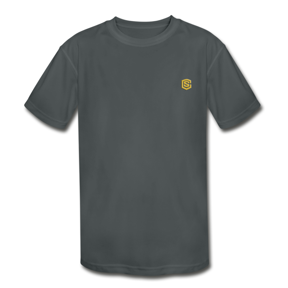 Kids' Moisture Wicking Performance T-Shirt WITH GOLD LOGO - charcoal
