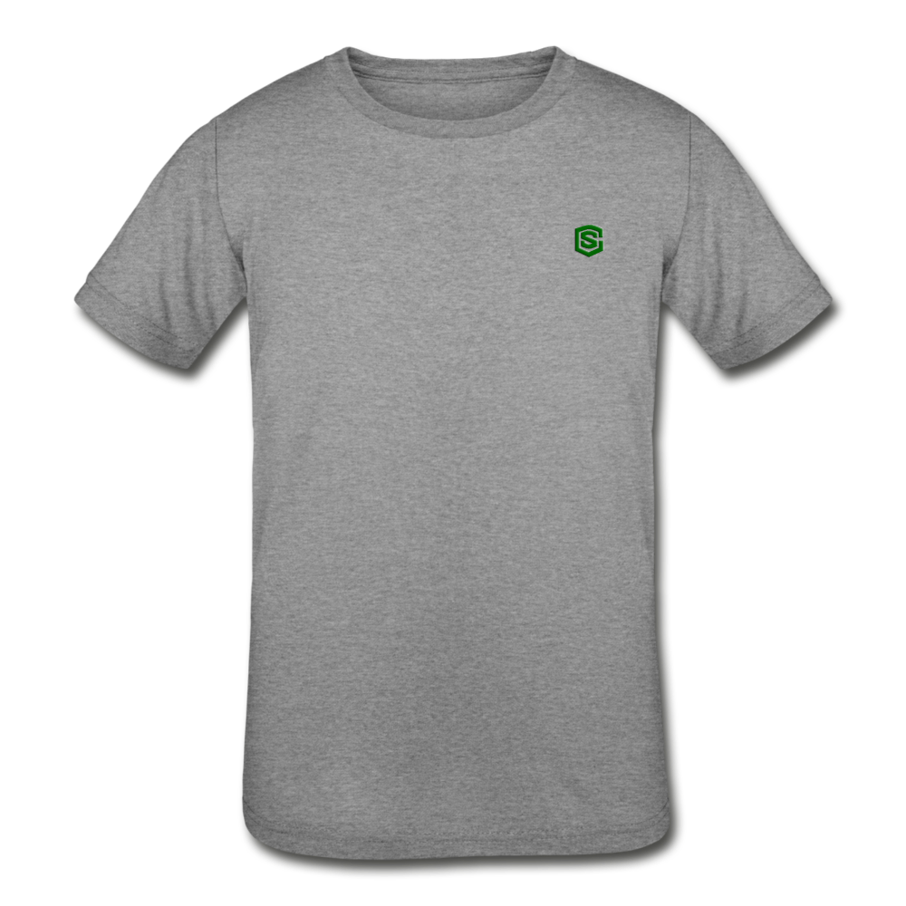 Kids' Tri-Blend T-Shirt WITH GREEN LOGO - heather gray