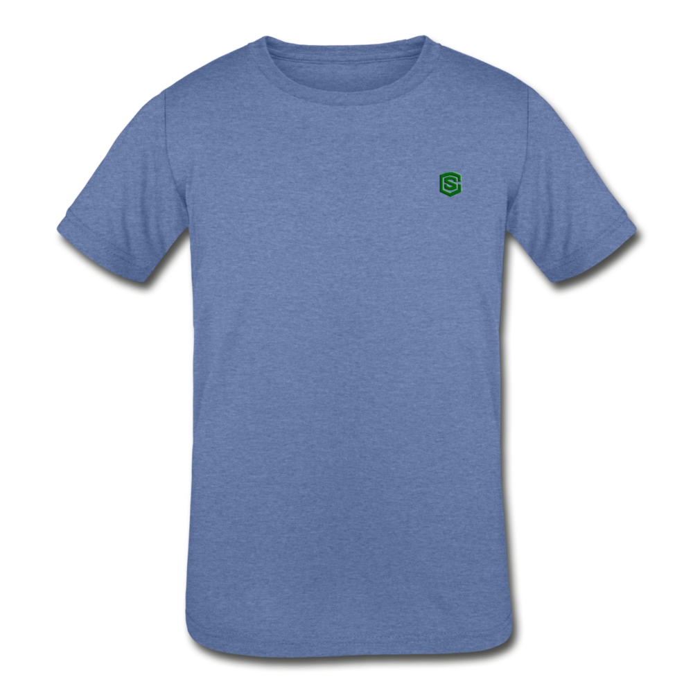 Kids' Tri-Blend T-Shirt WITH GREEN LOGO - heather Blue