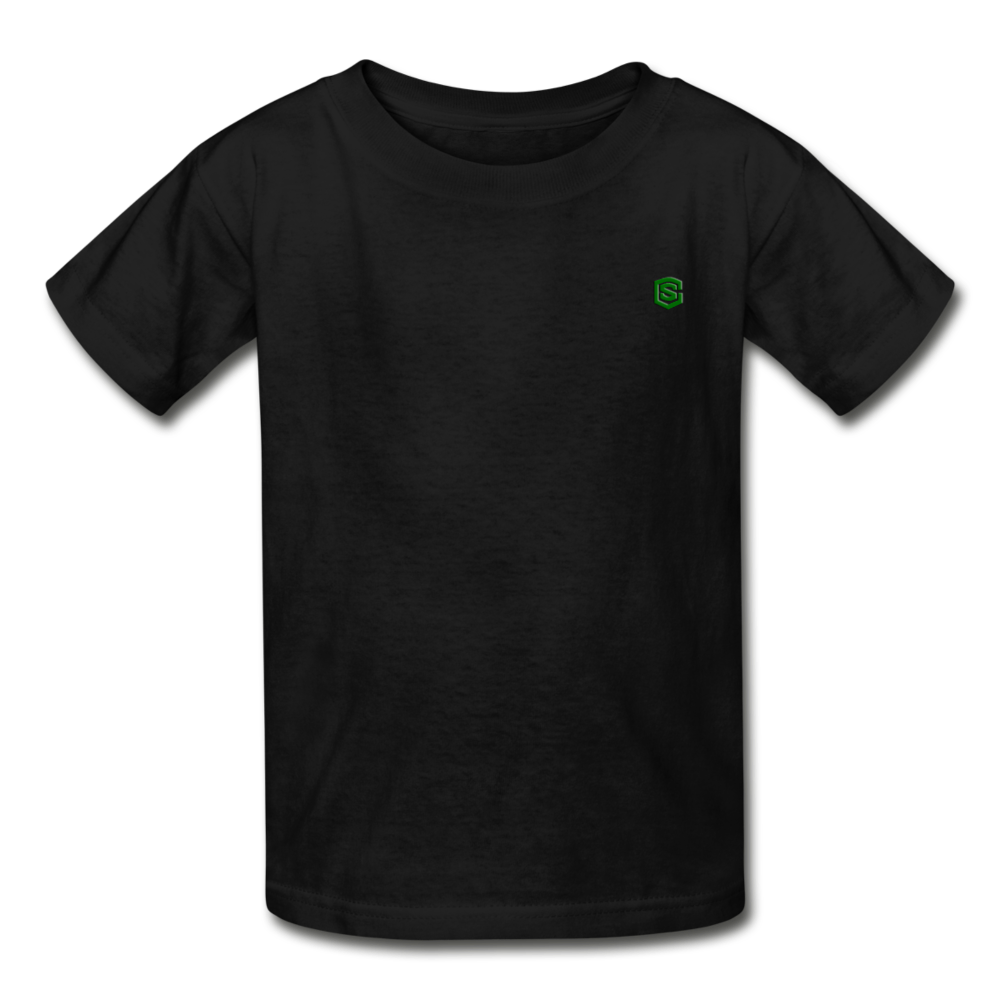 Hanes Youth Tagless T-Shirt WITH GREEN LOGO - black