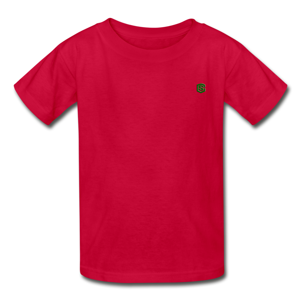 Hanes Youth Tagless T-Shirt WITH GREEN LOGO - red