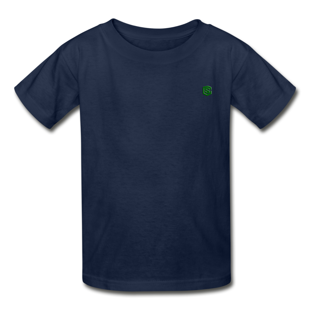 Hanes Youth Tagless T-Shirt WITH GREEN LOGO - navy