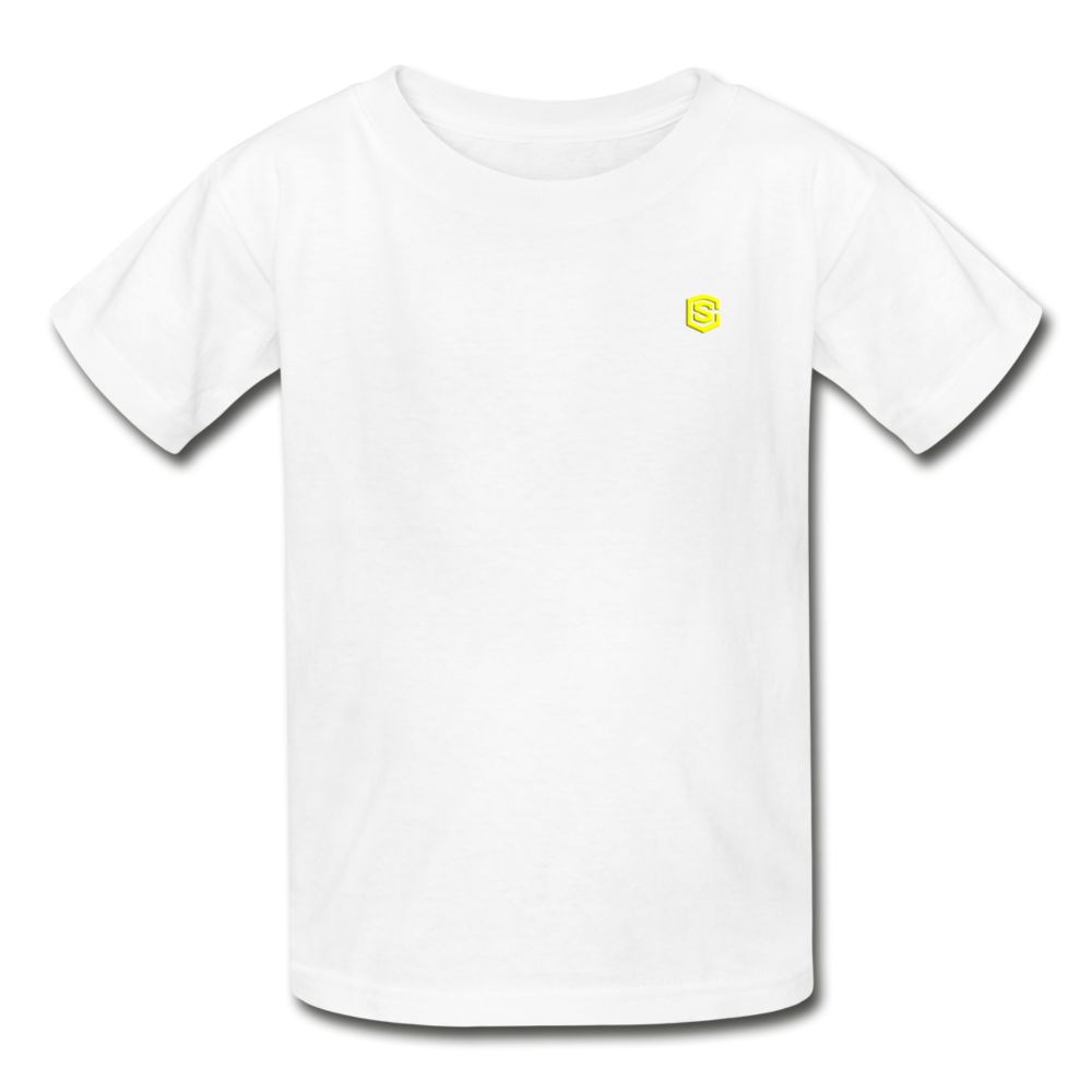 Gildan Ultra Cotton Youth T-Shirt WITH YELLOW LOGO - white
