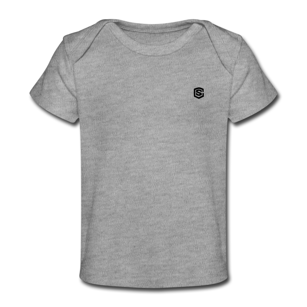 Organic Baby T-Shirt WITH BLACK LOGO - heather gray