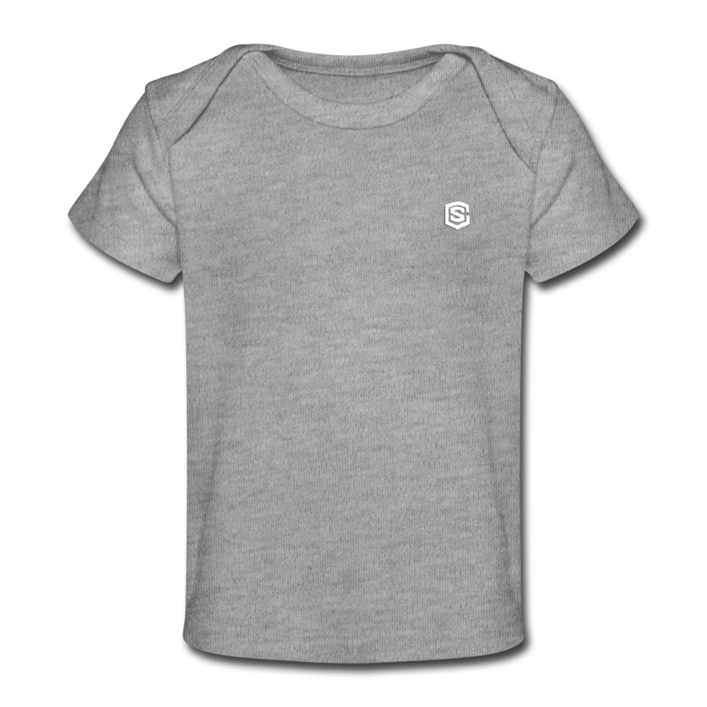 Organic Baby T-Shirt WITH WHITE LOGO - heather gray