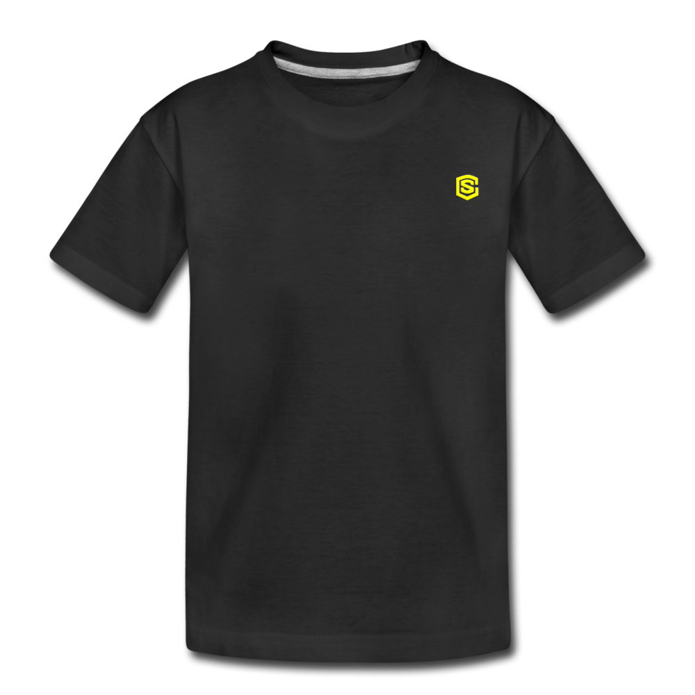 Toddler Premium Organic T-Shirt WITH YELLOW LOGO - black