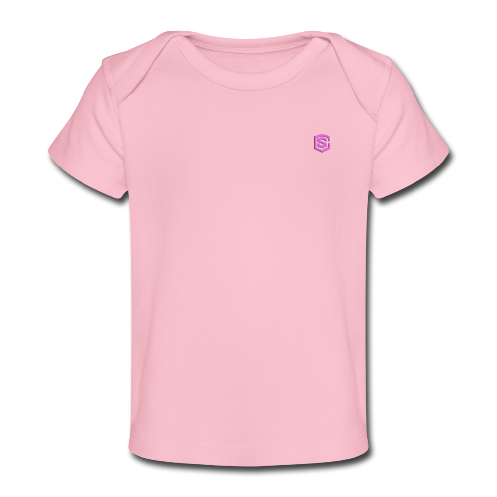 Organic Baby T-Shirt WITH PINK LOGO - light pink