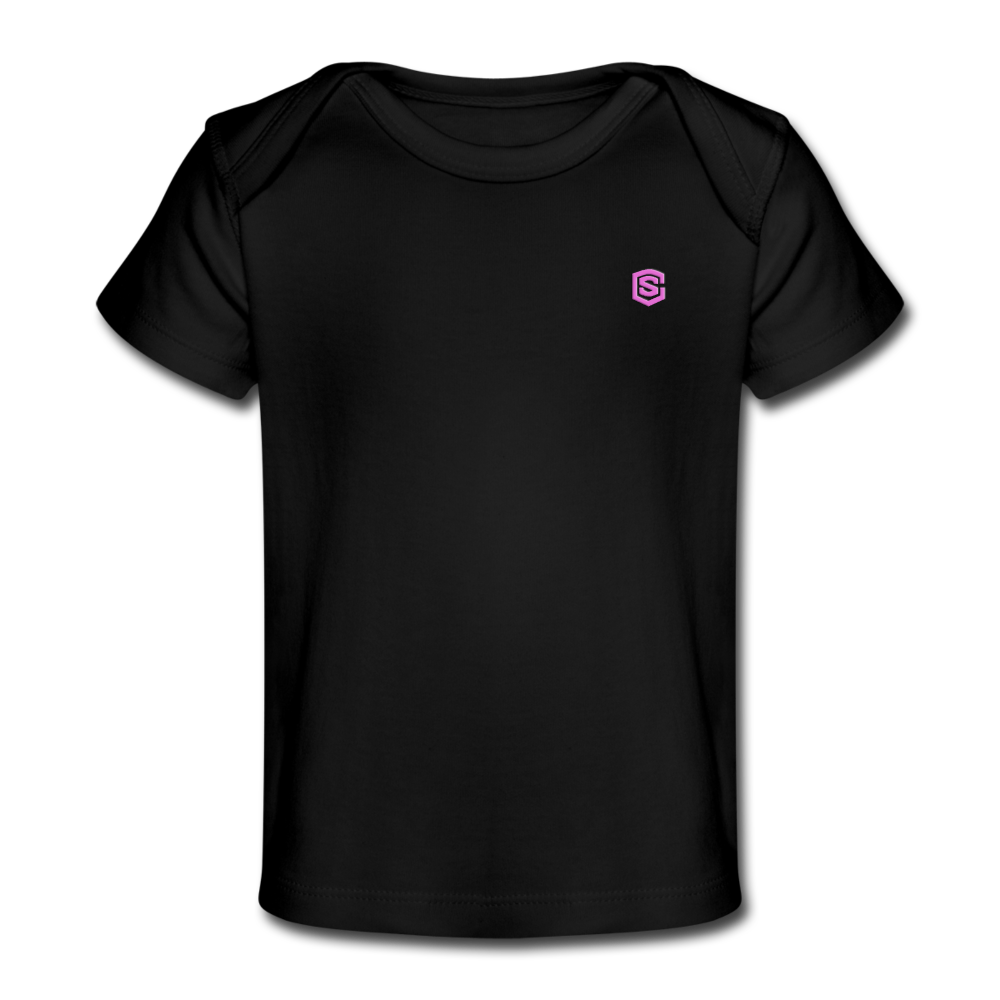 Organic Baby T-Shirt WITH PINK LOGO - black