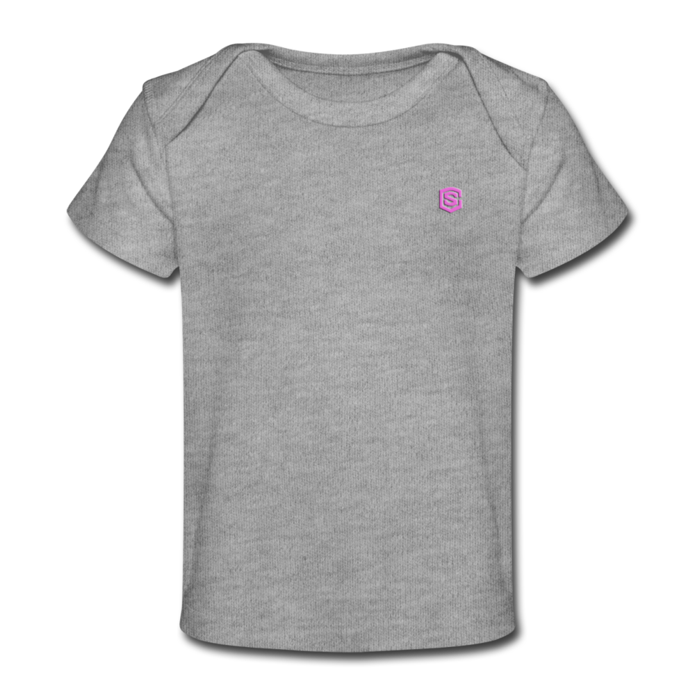 Organic Baby T-Shirt WITH PINK LOGO - heather gray